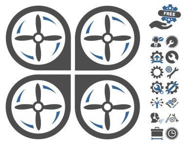 Quadrotor Vidalar Takımbonus ile Rotasyon Vektör Simgesi