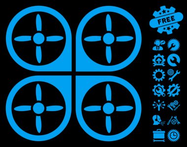 Araçlar Bonus ile Copter Vektör Simgesi