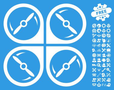 Quadcopter Vidalar Rotasyon Vektör Simgesi Araçları Bonus ile