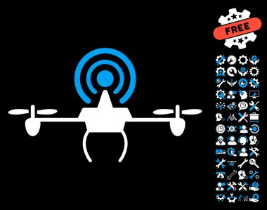 Wifi Repeater Drone Vector Icon With Tools Bonus