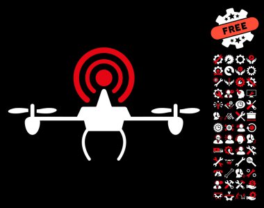 Wifi Repeater Drone Vector Icon With Tools Bonus