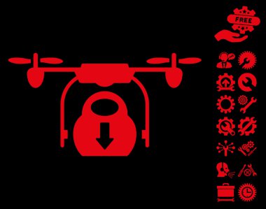 Araçlar Bonus ile Drone Drop Kargo Vektör Simgesi