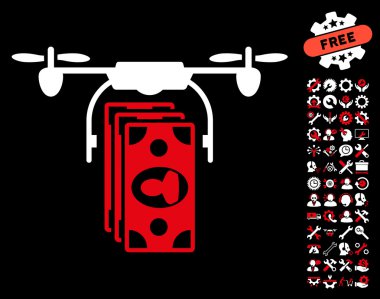 Drone Banknotlar Ödeme Vektör Simgesi Araçları Bonus ile