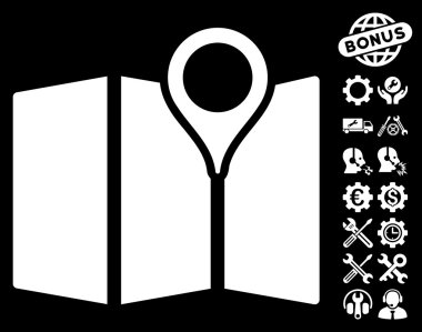 Araçlar Bonus ile Harita Vektör Simgesi