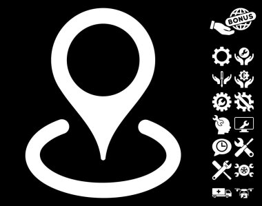 Araçlar Bonusu ile Konum Vektör Simgesi