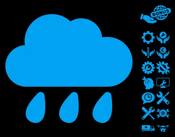 Ícone de vetor de nuvem de chuva com bônus de ferramentas — Vetor de Stock