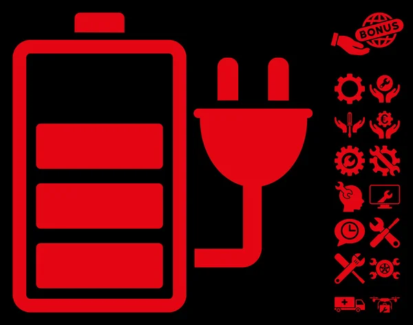 Chargez l'icône vectorielle de batterie avec le bonus d'outils — Image vectorielle