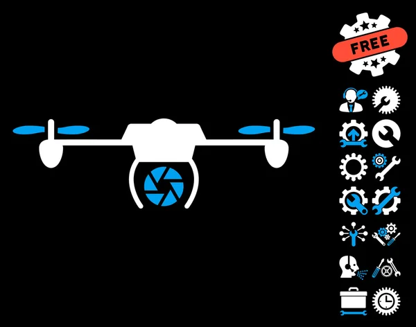 Shutter Spy Airdrone Vector Icon With Tools Bonus — Stock Vector