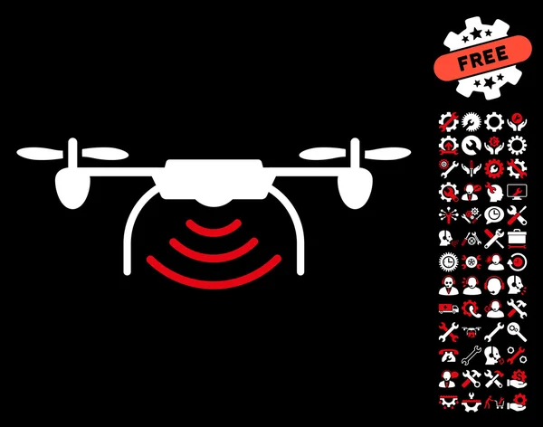 Radio Transmitter Airdrone Vector Icon With Tools Bonus — Stock Vector