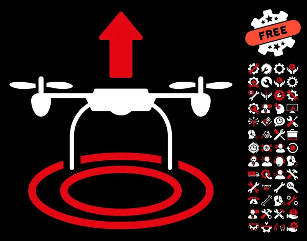 Start Drone wektor ikona z narzędziami bonus — Wektor stockowy