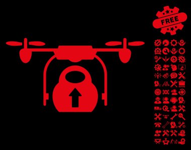 Araçlar bonus ile yük kargo drone vektör simgesi