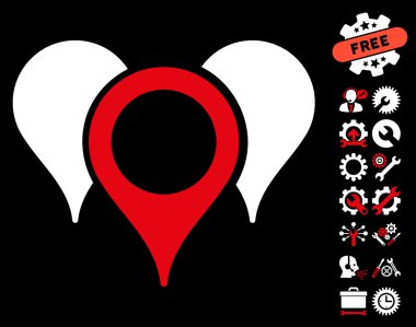 Araçlar Bonus ile Harita İşaretçileri Vektör Simgesi