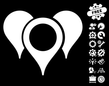 Araçlar Bonus ile Harita İşaretçileri Vektör Simgesi