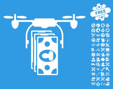 Drone Banknotlar Ödeme Vektör Simgesi Araçları Bonus ile