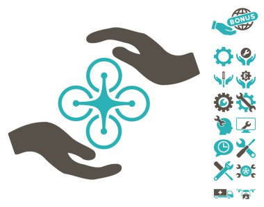 Hava Copter Bakım Eller Vektör Simge Araçları Bonus ile