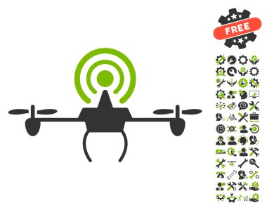 Wifi Repeater Drone Vector Icon With Tools Bonus