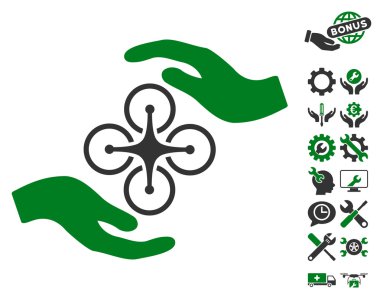 Hava Copter Bakım Eller Vektör Simge Araçları Bonus ile
