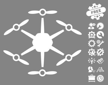 Araçlar Bonus ile Hexacopter Vektör Simgesi