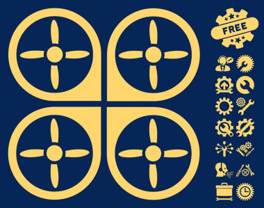 Araçlar Bonus ile Copter Vektör Simgesi