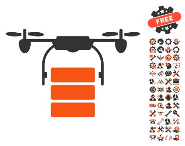 Araçlar bonus ile Kargo Drone Vektör Simgesi