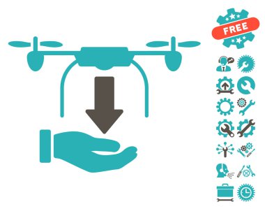 Araçları Bonus ile Drone El Vektör Simge sat