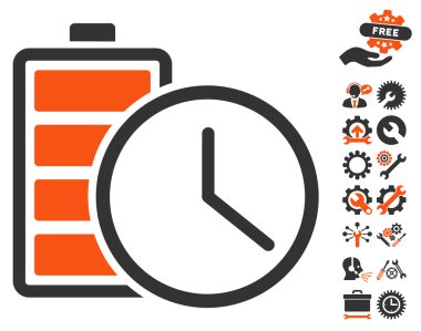 Araçlar bonusu ile Pil Zamanı Vektör Simgesi