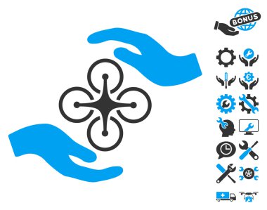 Hava Copter Bakım Eller Vektör Simge Araçları Bonus ile