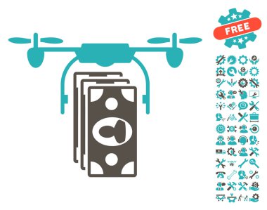 Drone Banknotlar Ödeme Vektör Simgesi Araçları Bonus ile