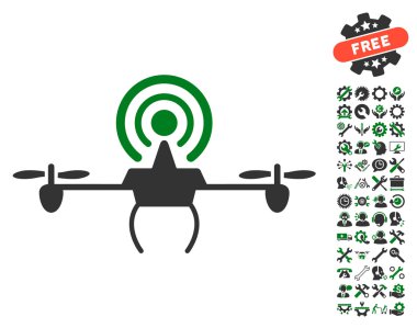 Wifi Repeater Drone Vector Icon With Tools Bonus