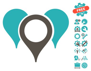 Araçlar Bonus ile Harita İşaretçileri Vektör Simgesi