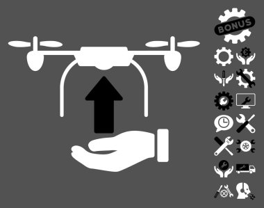 Araçlar bonus ile Drone El Vektör Simgesi Gönder