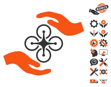 Hava Copter Bakım Eller Vektör Simge Araçları Bonus ile