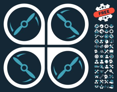 Quadcopter Vidalar Rotasyon Vektör Simgesi Araçları Bonus ile