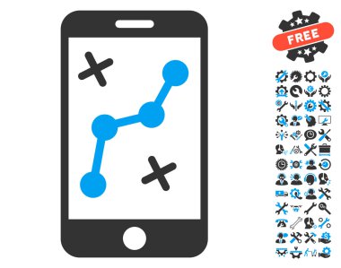 Araçlar Bonus ile Rota Smartphone Vektör Simgesi