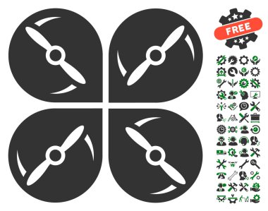 Airdrone Screws Rotation Vector Icon With Tools Bonus