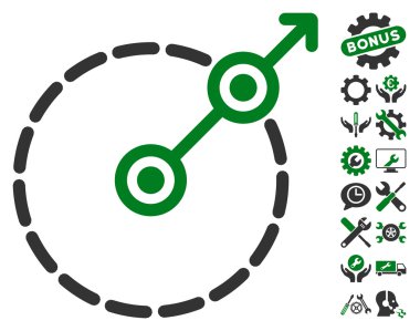 Araçlar bonusu ile Yuvarlak Alan Çıkış Vektör Simgesi