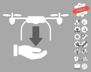 Araçları Bonus ile Drone El Vektör Simge sat