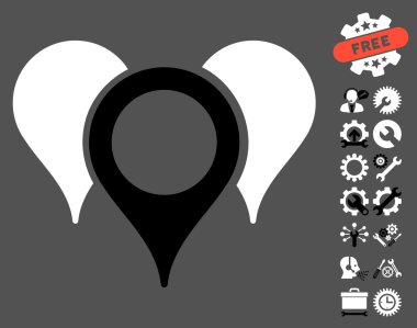 Araçlar Bonus ile Harita İşaretçileri Vektör Simgesi