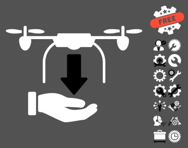 Araçları Bonus ile Drone El Vektör Simge sat
