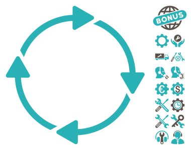 Araçlar bonusu ile Döndürme Vektör Simgesi