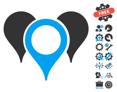 Araçlar Bonus ile Harita İşaretçileri Vektör Simgesi