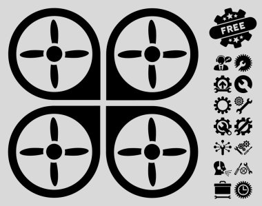 Araçlar Bonus ile Copter Vektör Simgesi