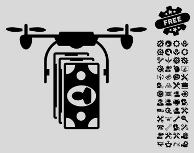 Drone Banknotlar Ödeme Vektör Simgesi Araçları Bonus ile