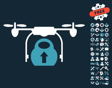 Araçlar bonus ile yük kargo drone vektör simgesi