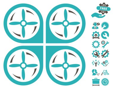 Quadrotor Vidalar Takımbonus ile Rotasyon Vektör Simgesi