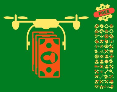 Drone Banknotlar Ödeme Vektör Simgesi Araçları Bonus ile