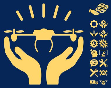 Drone Fırlatma Eller Vektör Simgesi Araçlar Bonus ile