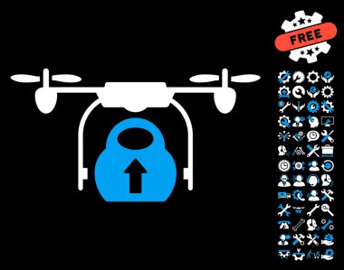 Araçlar bonus ile yük kargo drone vektör simgesi