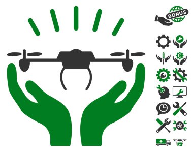 Drone Fırlatma Eller Vektör Simgesi Araçlar Bonus ile