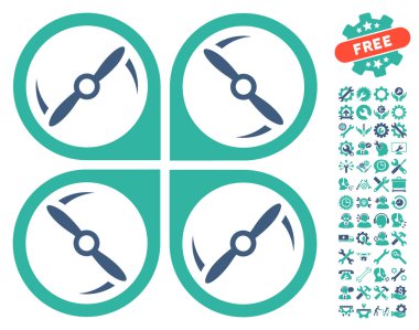 Quadcopter Vidalar Rotasyon Vektör Simgesi Araçları Bonus ile